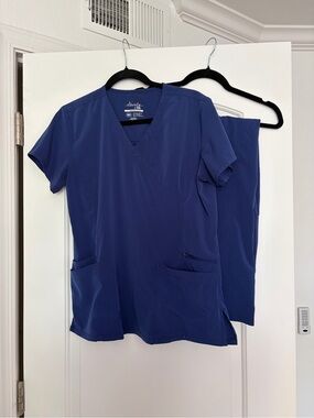 elevate by IRG Navy Blue Scrub Top and Pants Set